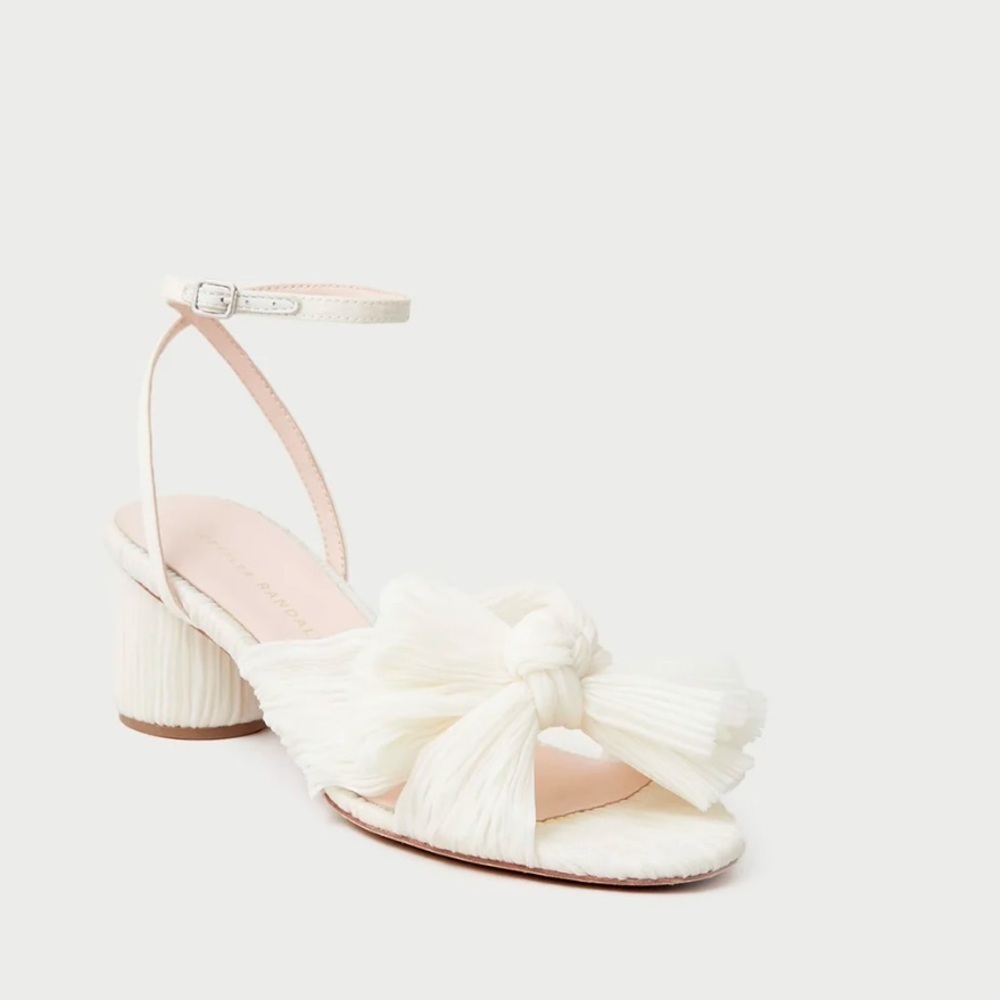 Loeffler Randall Dahlia Pearl Pleated Bow Heel Size 8 NEW - Picture 3 of 15